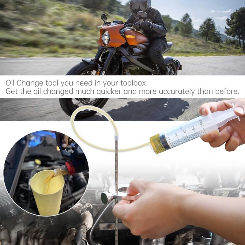 Windance Motorcycle Front Fork Maintenance Tool Kit,Fork Seal Saver Cleaner 45mm-55mm Shock Repairing Tool + Fork Suspension Oil Level Measurement Gauge Oil Syringe Tool (Blue) - Image 4